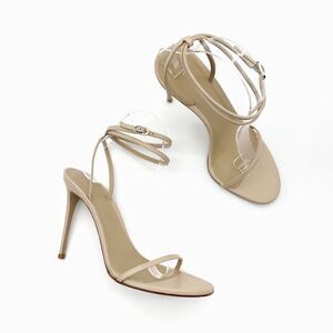 LE SILLA Barely There Beige Strappy Leather Heels Size 39 US 8.5 Sandals